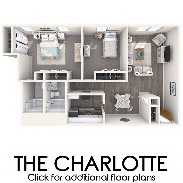 Floor plan for 2 beds, 2 baths, 2000 sqft
